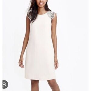 J. Crew ivory dress with lace cap sleeve
